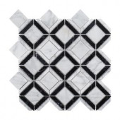 Jeff Lewis Carlyle Nero Marquina 11-1/8 in. x 11-1/8 in. x 8 mm Marble Mosaic Tile-98480 207174623