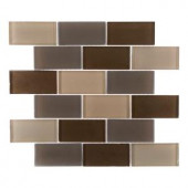 Jeffrey Court Balsamic Cold Brick 11-3/4 in. x 13-5/8 in. x 8 mm Glass Mosaic Tile-99529 202663574