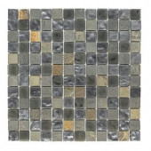 Jeffrey Court Black Gold Medley 12 in. x 12 in. x 8 mm Glass Slate Mosaic Floor and Wall Tile-99204 202050764