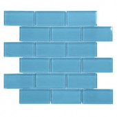Jeffrey Court Brick in Blues 12 in. x 12 in. x 8 mm Glass Mosaic Wall Tile-99704 205594399