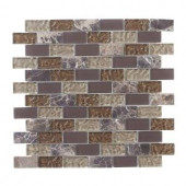 Jeffrey Court Emperador Brick 12 in. x 12 in. x 8 mm Glass Marble Mosaic Wall Tile-99128 202019471
