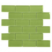 Jeffrey Court Lime 12 in. x 12 in. x 8 mm Glass Mosaic Wall Tile-99702 205594387