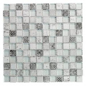 Jeffrey Court Silver Relic 11.75 in. x 11.75 in. x 8 mm Glass and Travertine Mosaic Wall Tile-99655 203774446