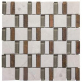 Jeffrey Court Silver Strips 11.75 in. x 11.75 in. x 8 mm Glass/Slate/Metal Mosaic Wall Tile-99598 204659612