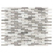 Jeffrey Court Whispering Cliffs Grey Limestone/White 11-1/2 in. x 13 in. x 10 mm Marble Mosaic Tile-99715 204659686