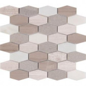 MS International Bellagio Blend Elongated Hexagon 12 in. x 12 in. x 10 mm Honed Marble Mesh-Mounted Mosaic Tile (10 sq. ft. / case)-BELBLND-HEXEL 206635977