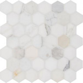 MS International Calacatta Gold Hexagon 12 in. x 12 in. x 10 mm Polished Marble Mesh-Mounted Mosaic Tile-CALAGOLD-2HEX 205864781