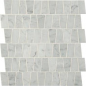 MS International Carrara White Trapezoid Pattern 12 in. x 12 in. x 10 mm Polished Marble Mesh-Mounted Mosaic Tile (10 sq. ft. / case)-SMOT-CAR-TRAP 205762414