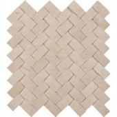 MS International Crema Arched Herringbone 12 in. x 12 in. x 10 mm Polished Marble Mesh-Mounted Mosaic Tile (10 sq. ft. / case)-ARCH-CREM-HBP 205308180