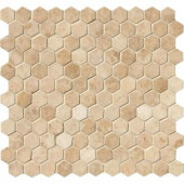 MS International Crema Cappuccino Hexagon 12 in. x 12 in. x 10 mm Polished Marble Mesh-Mounted Mosaic Tile (10 sq. ft. / case)-CRECAP-1HEX 206931333