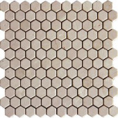 MS International Crema Marfil 12 in. x 12 in. x 10 mm Tumbled Marble Mesh-Mounted Mosaic Tile (10 sq. ft. / case)-SMOT-CREM-1HEX 202508320