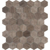 MS International Driftwood Hexagon 11.02 in. x 12.76 in. x 6 mm Glass Mesh-Mounted Mosaic Tile (14.65 sq. ft. / case)-GLS-DRIFT6MM 300051499