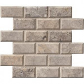 MS International Silver 12 in. x 12 in. x 10 mm Honed Travertine Mesh-Mounted Mosaic Wall Tile-SILTRA-2x4HB 205114323
