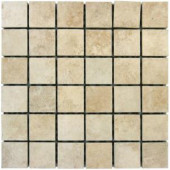 MS International Travertino Beige 12 in. x 12 in. x 10 mm Porcelain Mesh-Mounted Mosaic Floor and Wall Tile (8 sq. ft. / case)-NTRAVBEGMOT2X2 202194547