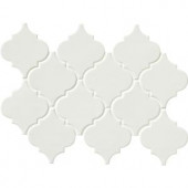 MS International Whisper White Arabesque 10-1/2 in. x 15-1/2 in. x 8 mm Glazed Ceramic Mesh-Mounted Mosaic Wall Tile (11.3 sq.ft. / case)-PT-WW-ARABESQ 205308158