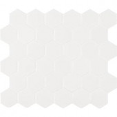 MS International White Glossy Hexagon 11 in. x 13 in. x 6 mm Porcelain Mesh-Mounted Mosaic Tile (19 sq. ft. / case)-NWHIHEX2X2G 300229743