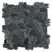 Solistone Kuala Komodo Black 12 in. x 12 in. x 12.7 mm Pebble Mesh-Mounted Mosaic Floor and Wall Tile (10 sq. ft. / case)-6018 100670705