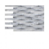 Splashback Tile 3D Reflex White Carrera Stone Glass Tile - 3 in. x 6 in. x 8 mm Tile Sample-L2C2 STONE TILES 203288448