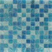 Splashback Tile Aqua Blue Sky Mesh-Mounted Squares Glass Floor and Wall Tile - 3 in. x 6 in. Tile Sample-S1A6HDAQBLUSKY1X1 206656078