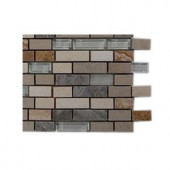 Splashback Tile Arizona Rain Blend Pitzy Brick Glass and Marble Mosaic Tiles - 6 in. x 6 in. Tile Sample-R4C8 203218116