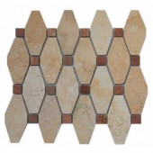 Splashback Tile Artois Pattern Jerusalem Gold with Wood Onyx Dot 10.25 in. x 11.75 in. x 5 mm Mosaic Marble Floor and Wall Tile-JERUSALEM GOLD WITH WOOD ONYX DOT 204688686