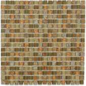 Splashback Tile Aztec Art Flaxseed 12 in. x 12 in. x 8 mm Glass Floor and Wall Tile-AZTEC ART FLAXSEED GLASS TILES 203288553