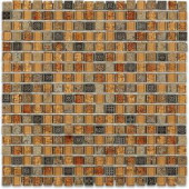 Splashback Tile Aztec Art Golden Halo 12 in. x 12 in. x 8 mm Glass Floor and Wall Tile-AZTEC ART GOLDEN HALO GLASS TILES 203288551