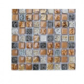 Splashback Tile Aztec Art Golden Halo Glass Tile - 3 in. x 6 in. x 8 mm Tile Sample-R6B10 GLASS TILES 203288442