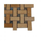 Splashback Tile Basket Braid Jerusalem Gold and Blue Macauba Stone Mosaic - 6 in. x 6 in. Floor and Wall Tile Sample-L3B1 STONE TILE 203478102