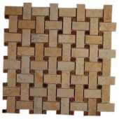 Splashback Tile Basket Braid Jerusalem Gold and Wood Onyx 12 in. x 12 in. x 8 mm Stone Mosaic Floor and Wall Tile-BASKET BRAID JERUSALEM GOLDWOODONYXSTONE 203478103