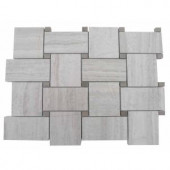 Splashback Tile Basketbraid Wooden Beige and Athens Gray Dot Floor and Wall Tile - 6 in. x 6 in. Tile Sample-C1A1 MARBLE TILE 204688641
