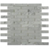 Splashback Tile Big Brick White Carrera 12 in. x 12 in. x 8 mm Mosaic Marble Floor and Wall Tile-WHITE CARRERA BIG BRICK 204688682