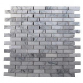 Splashback Tile Big Brick White Carrera 3 in. x 6 in. x 8 mm Marble Mosaic Floor and Wall Tile Sample-L4A2 MARBLE BRICK 204688683