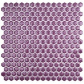 Splashback Tile Bliss Edged Hexagon Polished Plum Ceramic Mosaic Floor and Wall Tile - 3 in. x 6 in. Tile Sample-T1B4 206497029