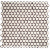 Splashback Tile Bliss Edged Penny Round Polished Eskimo Ceramic Mosaic Floor and Wall Tile - 3 in. x 6 in. Tile Sample-T1B1 206497040
