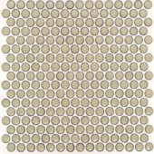 Splashback Tile Bliss Edged Penny Round Polished Khaki Ceramic Mosaic Floor and Wall Tile - 3 in. x 6 in. Tile Sample-T1D1 206497035