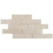 Splashback Tile Brushed Crema Marfil 2 in. x 8 in. x 8 mm Marble Mosaic Tile-BRUSHED MARBLE CREMA MARFIL 206154543