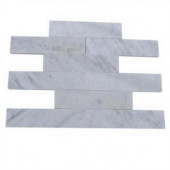 Splashback Tile Brushed White Carrera Marble Mosaic Tile - 2 in. x 8 in. Tile Sample-C1A8 BRUSHED MARBLE WHITE CARRERA SAMPLE 206154559