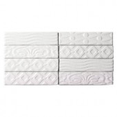 Splashback Tile Catalina Deco White Ceramic Mosaic and Wall Tile - 3 in. x 6 in. Tile Sample-SMP-MASJWL3X6BLNCO 206497006