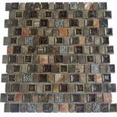 Splashback Tile Charm II Forest 12 in. x 12 in. x 8 mm Glass and Stone Mosaic Tile-CHRM-II-FOREST-GLASTONE 206347013