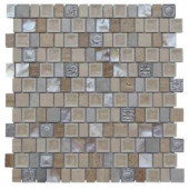 Splashback Tile Charm II Gold Cream Glass and Stone Floor and Wall Tile - 3 in. x 6 in. Tile Sample-SMP-CHRM-II-GOLD-GLASTONESAMPLE 206347078