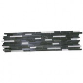 Splashback Tile Chorus Basalt 6 in. x 24 in. x 8 mm Polished and Frosted Marble and Glass Mosaic Tile-CRSBSLT 206675375