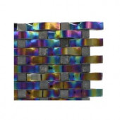 Splashback Tile Contempo Curve Rainbow Black Glass Mosaic Floor and Wall Tile - 3 in. x 6 in. x 8 mm Tile Sample-R4C3 GLASS MOSAIC TILE 203478030