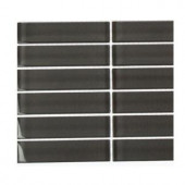 Splashback Tile Contempo Smoke Gray Polished Glass Mosaic Floor and Wall Tile - 3 in. x 6 in. x 8 mm Tile Sample-L6C2 203218037