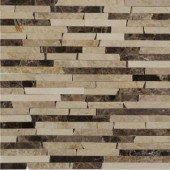 Splashback Tile Cracked Joint Classic Brick Layout 12 in. x 12 in. x 8 mm Marble Mosaic Floor and Wall Tile-COFFEE LATTE 203061312