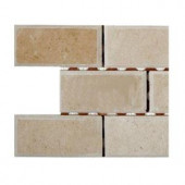 Splashback Tile Crema Marfil 2 in. x 4 in. Chamfered Marble Mosaic Tile Sample-L3C2 203217980