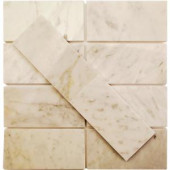 Splashback Tile Crema Marfil 3 in. x 6 in. x 10 mm Marble Floor and Wall Tile-CREMA MARFIL 3X6 MARBLE TILE 203478142