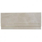 Splashback Tile Crema Marfil Base Molding 4.75 in. x 12 in. x 10 mm Marble Mosaic Accent and Trim Tile.-CREMA MARFIL BASE MOLDING 203478223
