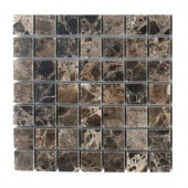 Splashback Tile Dark Emperidor Squares Marble Mosaic Floor and Wall Tile - 3 in. x 6 in. x 8 mm Tile Sample-L4B10 STONE TILE 203478159