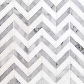 Splashback Tile Dart White Carrara and Thassos 10-3/4 in. x 10-3/4 in. x 10 mm Polished Marble Mosaic Tile-DRTCRATAS 206675392